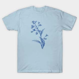 Forget-me-nots Blue Flower Botanical Illustration T-Shirt